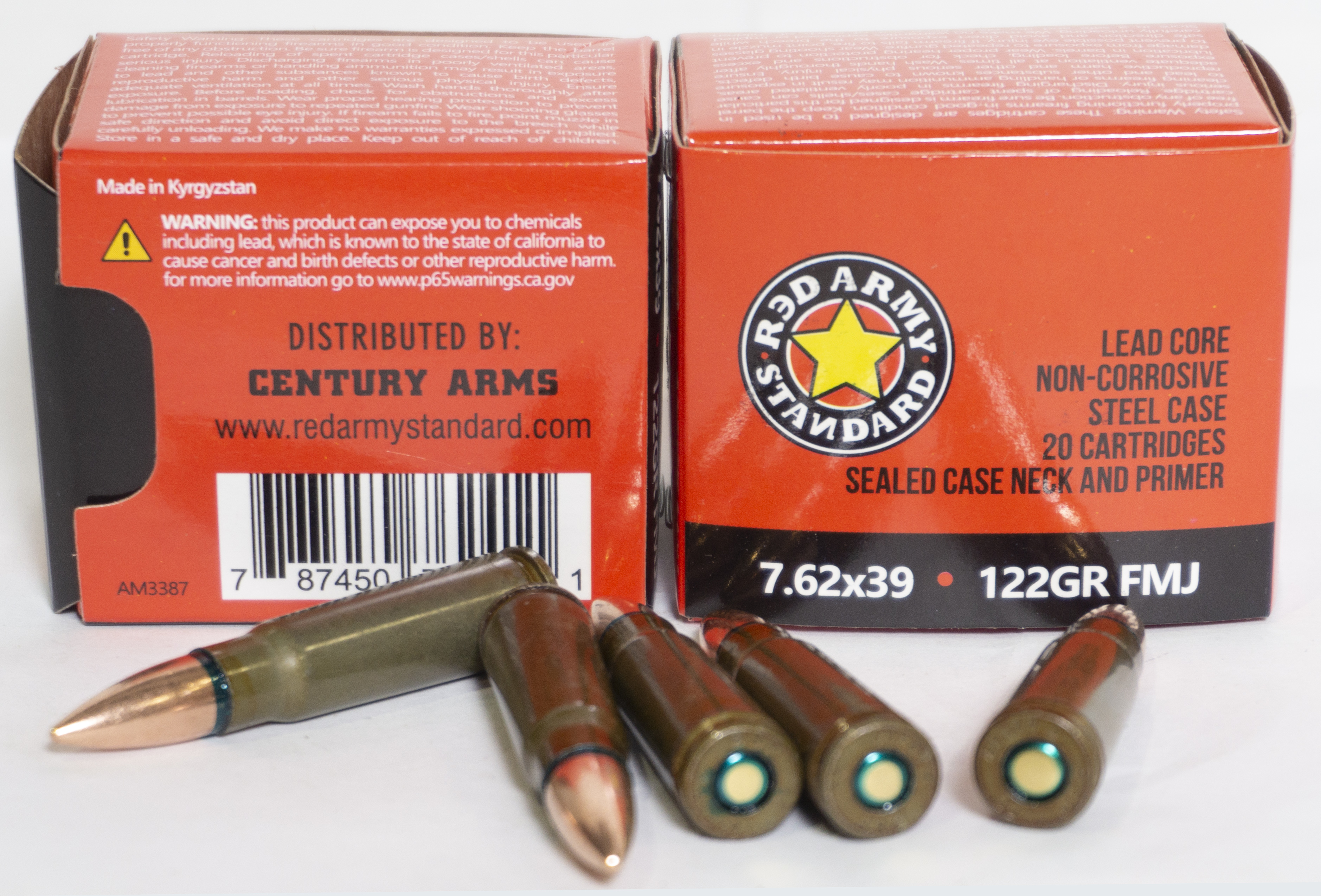 CENT AMMO RED ARMY STD 7.62X39 FMJ 122GR 1000RD - Ammunition